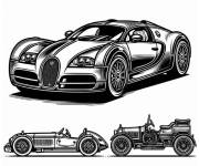 Coloriage Collection des meilleures voitures Bugatti