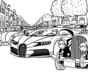 Coloriage D&eacute;fil&eacute; de Bugatti dans la rue