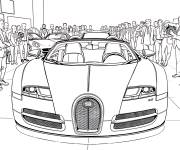 Coloriage D&eacute;voilement de la nouvelle Bugatti en pr&eacute;sence d'une foule