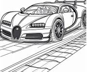 Coloriage Imagier de Bugatti sur la piste