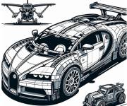 Coloriage LEGO 42083 Technic Bugatti avec d'autres v&eacute;hicules