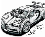 Coloriage LEGO 42083 Technic Bugatti facile