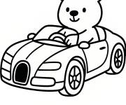 Coloriage Ours au volant d'une voiture jouet Bugatti