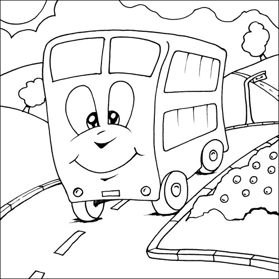 Coloriage et dessins gratuits Bus mignon pour enfant à imprimer