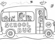 Coloriage Autobus scolaire des animaux