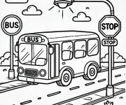 Coloriage Bus au stop