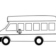 Coloriage et dessins gratuit Bus avec signe stop à imprimer
