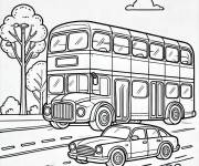 Coloriage Bus dans le traffic