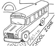Coloriage Bus dans le zone d'&eacute;cole