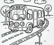 Coloriage Bus de dessin anim&eacute; avec des yeux