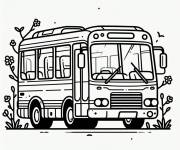 Coloriage Bus d&eacute;cor&eacute; avec des fleurs