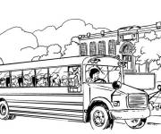 Coloriage Bus devant l'&eacute;cole