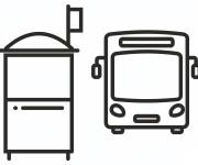 Coloriage Bus et Arr&ecirc;t de bus