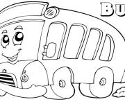 Coloriage Bus jaune avec visage