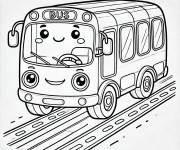 Coloriage Bus kawaii