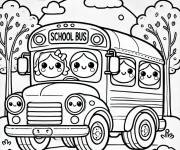Coloriage Bus kawaii pour enfants