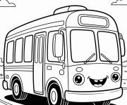 Coloriage Bus kawaii rigolote