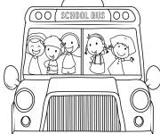 Coloriage bus scolaire amusant avec des &eacute;l&egrave;ves