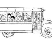 Coloriage Bus scolaire avec des &eacute;l&egrave;ves en direction '&eacute;cole