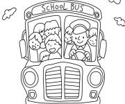Coloriage bus scolaire de bande anim&eacute;e