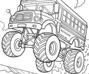 Coloriage Bus scolaire de Monster Truck