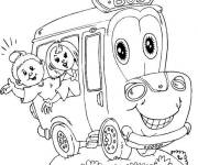 Coloriage Bus scolaire emm&egrave;ne ces petit amlies