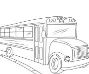 Coloriage bus scolaire sur la route cp
