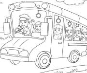 Coloriage bus scolaires pr&eacute;cipite vers l'&eacute;cole