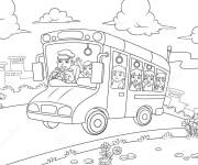 Coloriage Dans le bus en excursion