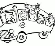 Coloriage El&egrave;ves rigolos dans le bus