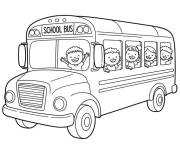 Coloriage Enfant comme chauffeur du bus scolaire
