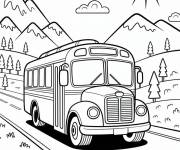 Coloriage Excursion dans un bus scolaire