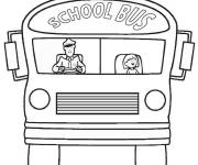 Coloriage Fille pr&ecirc;t du chauffeur du bus