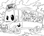 Coloriage L'amiti&eacute; des enfants avec le bus