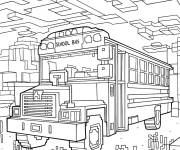 Coloriage Le bus scolaire Minecraft
