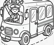 Coloriage Le chauffeur du bus te saluant