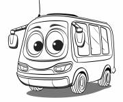 Coloriage Minibus avec visage drole