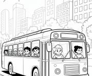 Coloriage Paysage d'un bus &agrave; New-York
