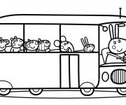 Coloriage Peppa pig comme chauffeur du bus scolaire