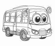 Coloriage Petit minibus avec visage