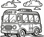 Coloriage Portrait de bus sous les nuages