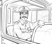 Coloriage Profile d'un chauffeur de bus