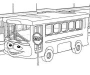 Coloriage Scene du bus souriant avec un visage