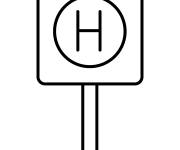 Coloriage Un arr&ecirc;t de bus et la lettre H