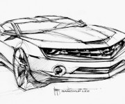 Coloriage Camaro perspective stylistique