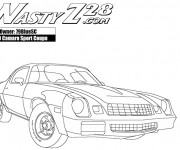 Coloriage Camaro Z28 avec son moteur nerveux