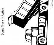 Coloriage Camion Benne en noir