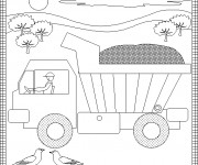 Coloriage et dessins gratuit Camion Benne pour enfants à imprimer