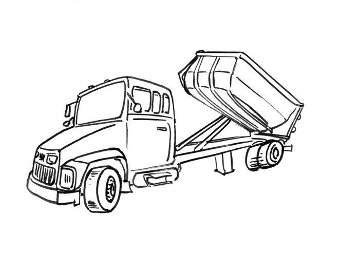 Coloriage Camion semi remorque dessin gratuit à imprimer
