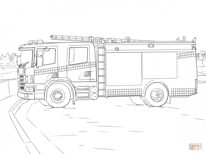 Coloriage Camion Pompier Stylisé à Découper